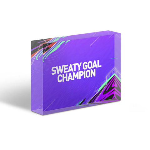 Sweaty Goal Champion Glass Block Award